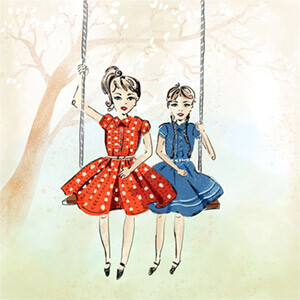 illustration swing kids 50s vintage