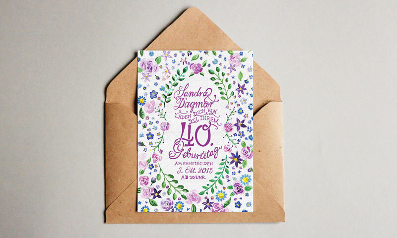 Einladung mit Hand Lettering und Aquarell illustration-köln-porz-bonn