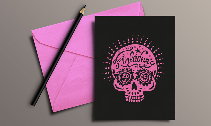 Geburtstags-Karte für 40ten skull-design-hand-lettering