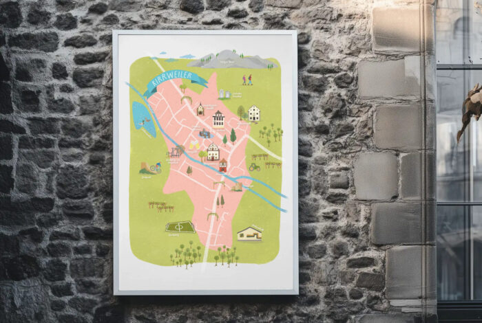 kirrweiler-rheinland-pfalz-karte Kirrweiler Rheinland-Pfalz illustrierte Karte